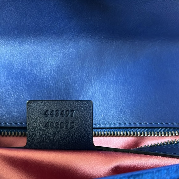 New Gucci GG Velvet Matelasse Small Marmont Shoulder Bag Cobalt Blue - Picture 15 of 17